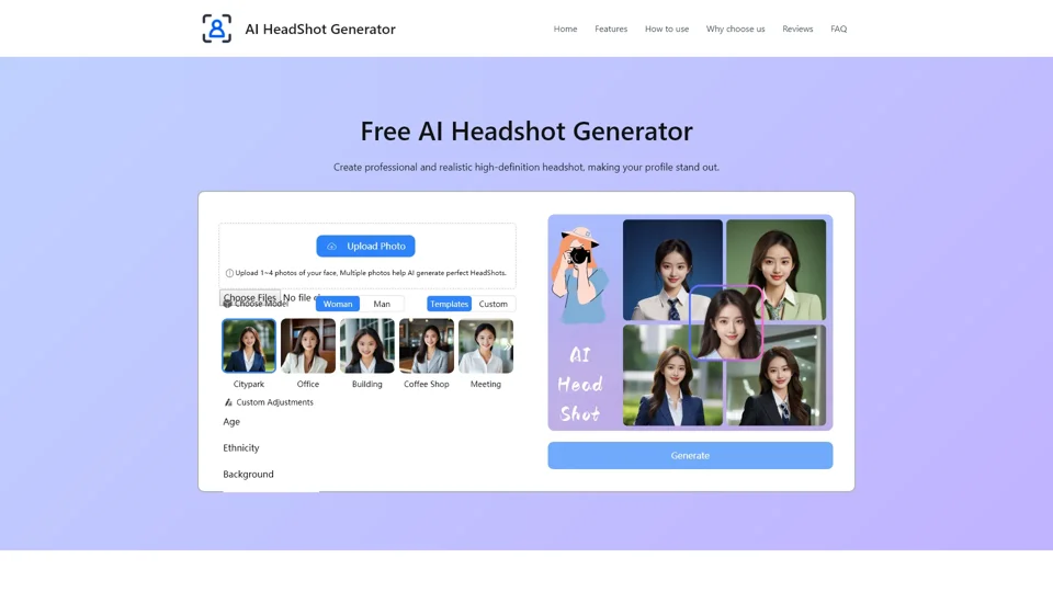 Professional AI Headshot Generator (No Signup & 100% Free)