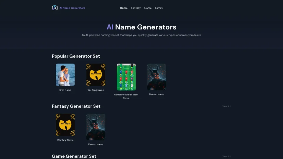 AI Name Generators - Collection of AI-Driven Name Generators