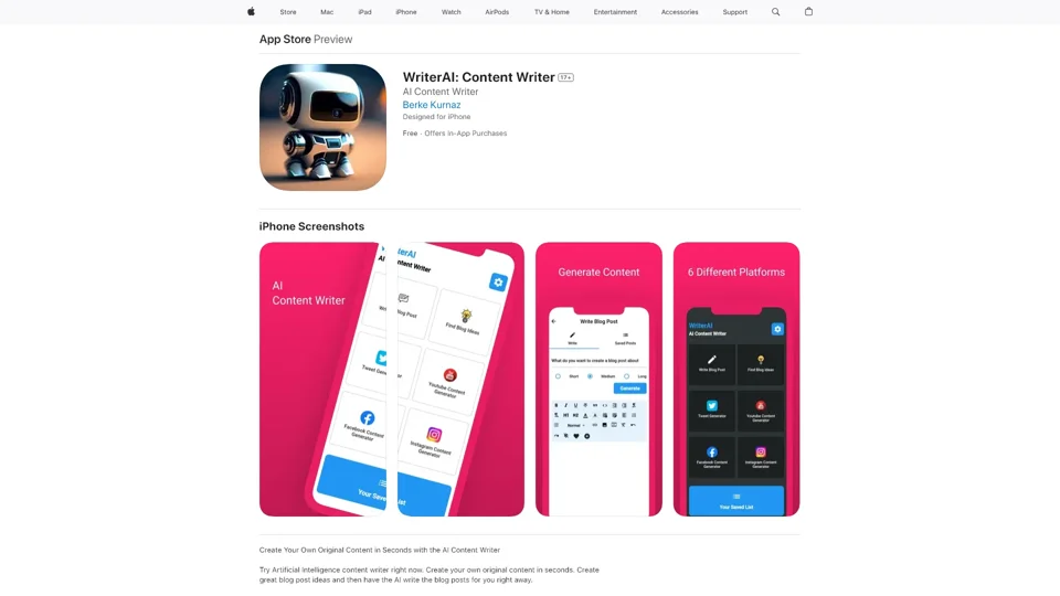 WriterAI: Content Writer on the App Store