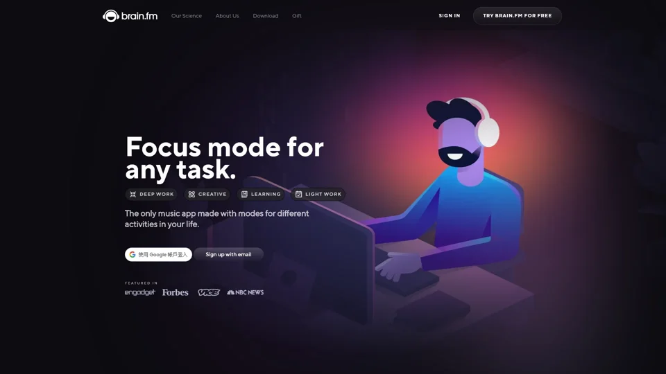 Improve Focus with Music - Brain.fm

Discover music specifically designed to improve focus, helping you stay focused during work, study, and meditation. Try it now!