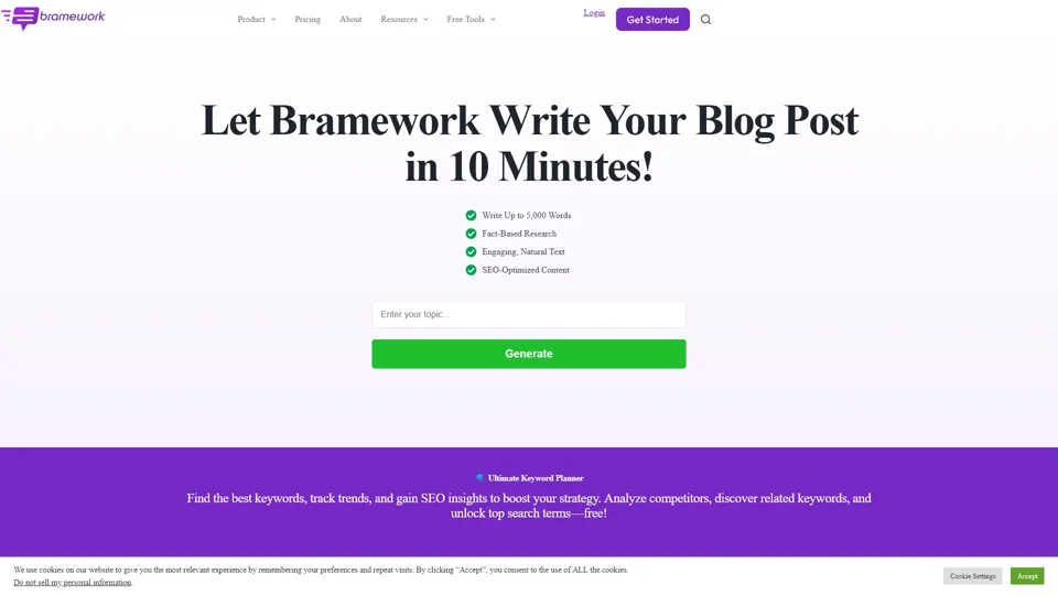 Bramework | AI writer that helps you write blogs 10X faster