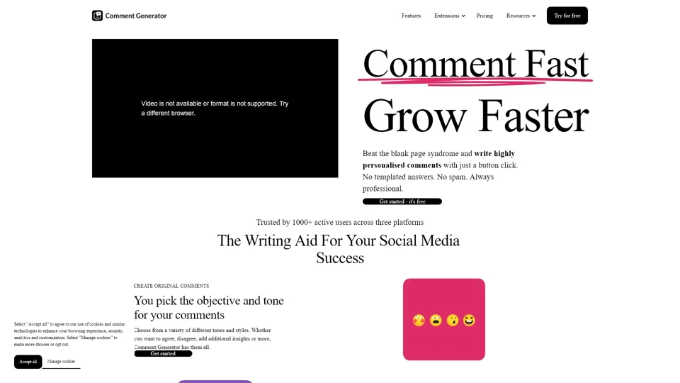 Comment Generator for Instagram, LinkedIn and Threads