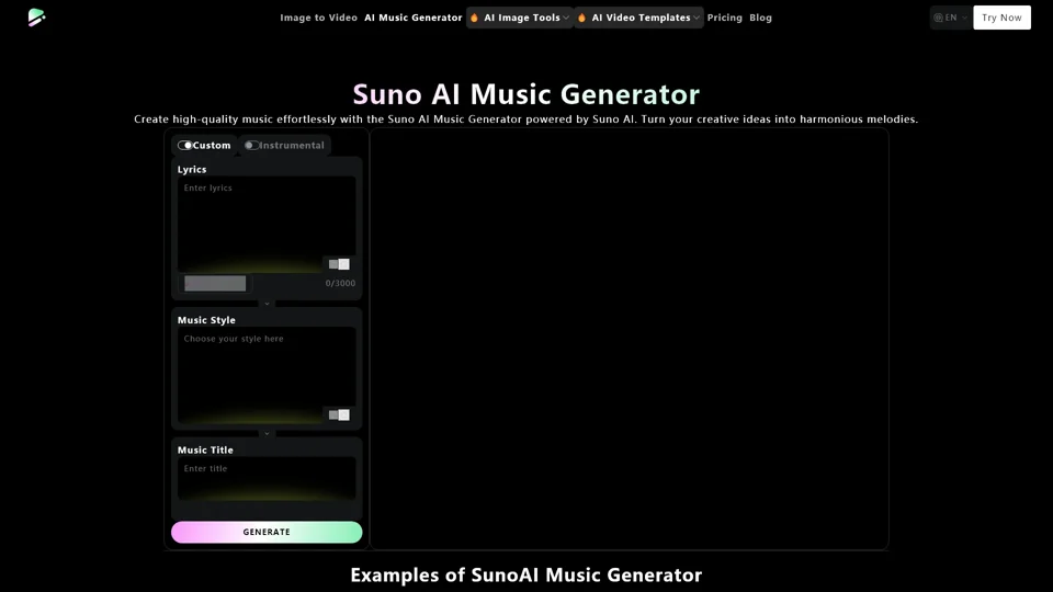 Suno AI Music Generator - Free Online AI Music Creation Tool