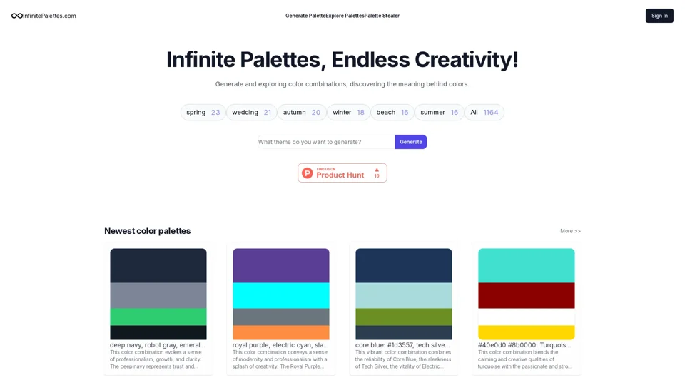 Endless Color Palettes & Meanings - InfinitePalettes.com