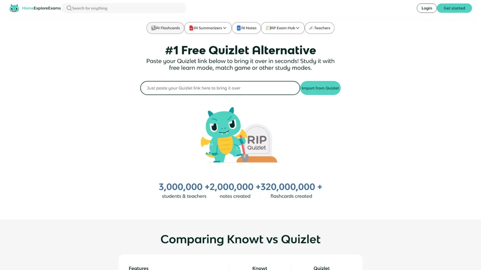 #1 Free Quizlet Alternative | Knowt