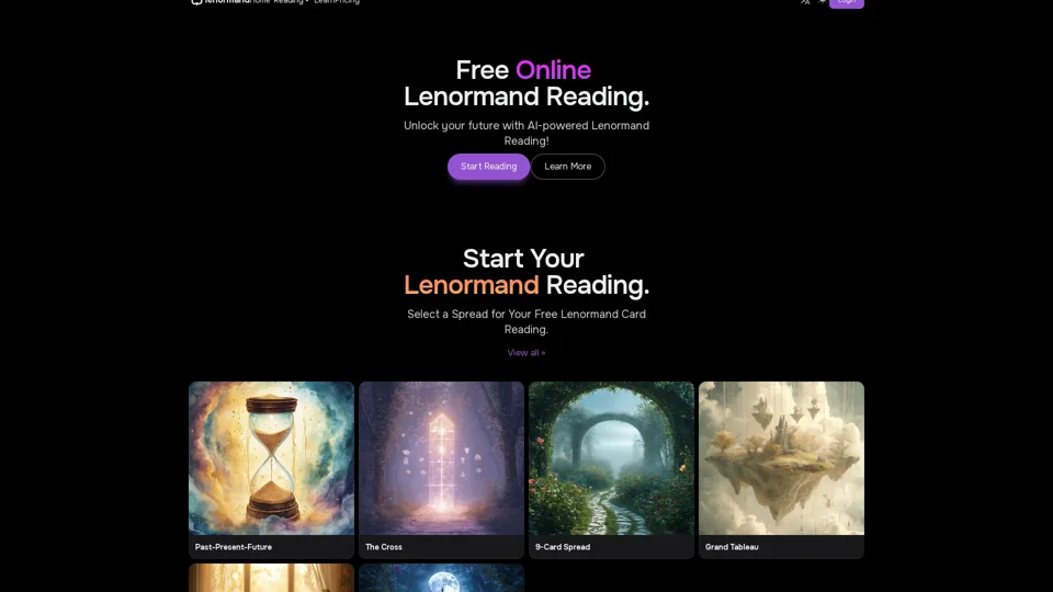 Lenormand - Free Lenormand Card Reading Online

- Explore the Mysteries of Lenormand Cards
- Obtain Insights and Guidance for Life
- Discover Hidden Meanings and Secrets
- Free Lenormand Card Reading Service Online