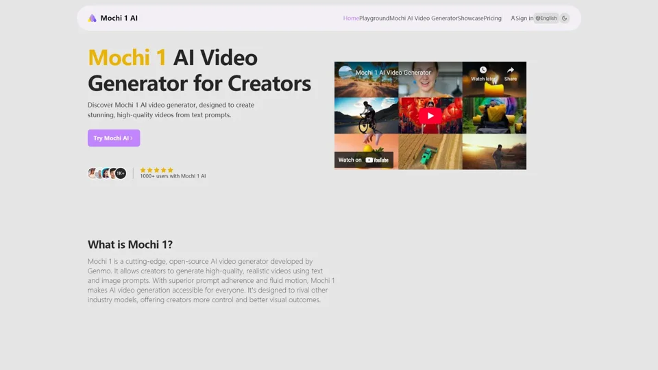 Mochi 1 - AI Video Generator for Stunning Creative Videos