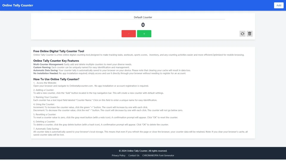 Free Online Digital Multiple Tally Counter