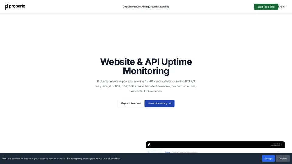 Website & API Uptime Monitoring | Real-Time Performance Alerts | Proberix