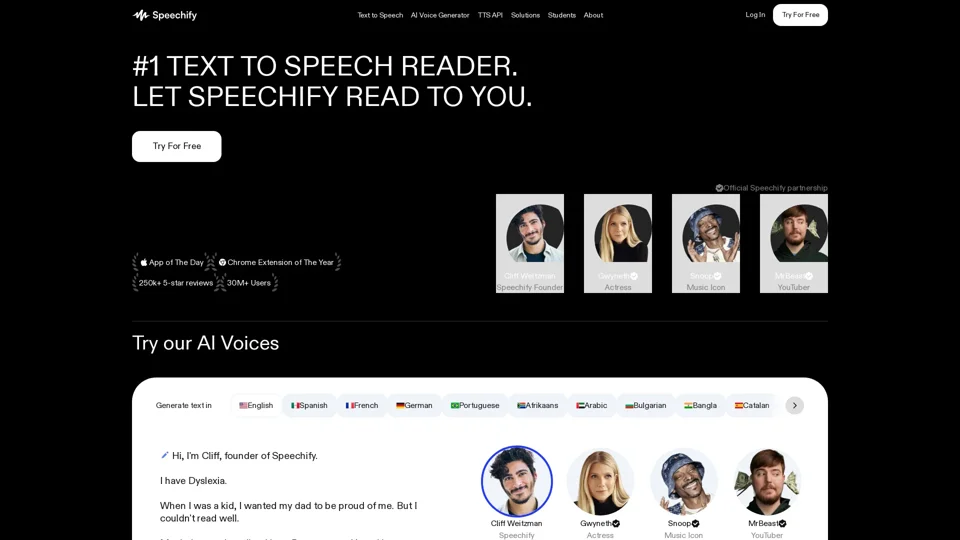 Speechify: Free Text to Speech Reader | 250,000+ 5-star Reviews