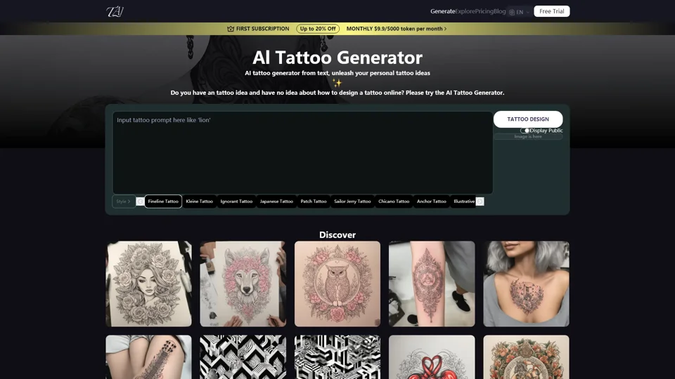 Free AI Tattoo Generator - Design Your Tattoo Online with Advanced AI