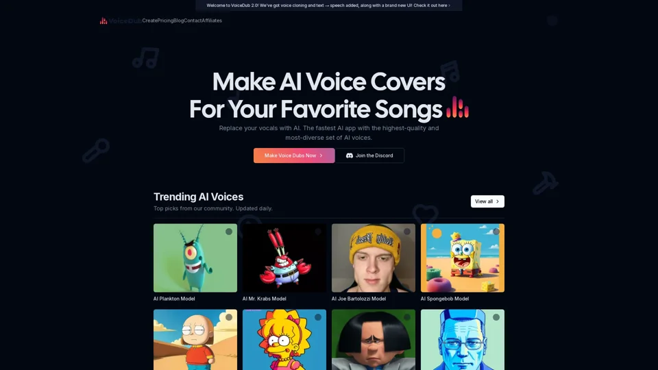 VoiceDub | Make AI Voice Covers