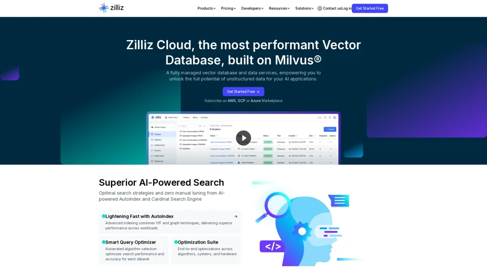 Zilliz Cloud, a managed vector database built on Milvus®